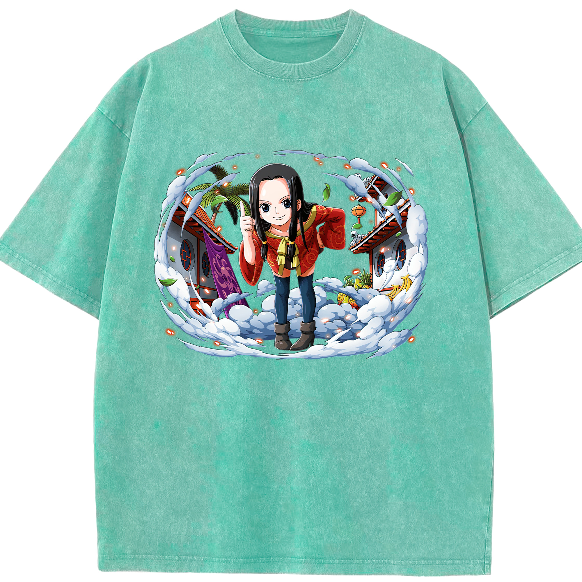 ワンピース ボア・ハンコック ONE PIECE Boa·Hancock 綿100% ヴィンテージ風 半袖Tシャツ（フロントプリント）